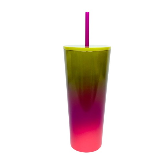 Starbucks Stainless Steel Purple Pink Green Ombre Tumbler With Straw 24oz - Picture 4 of 10